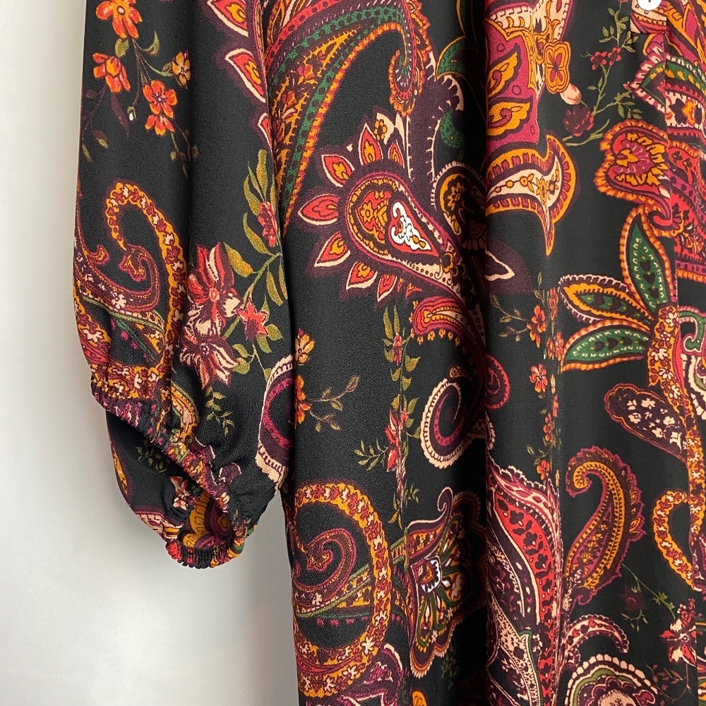 Cha Cha Vente Plus Size Womenʻs Black | Red Floral Paisley Print Blouse 3X - Picture 7 of 8